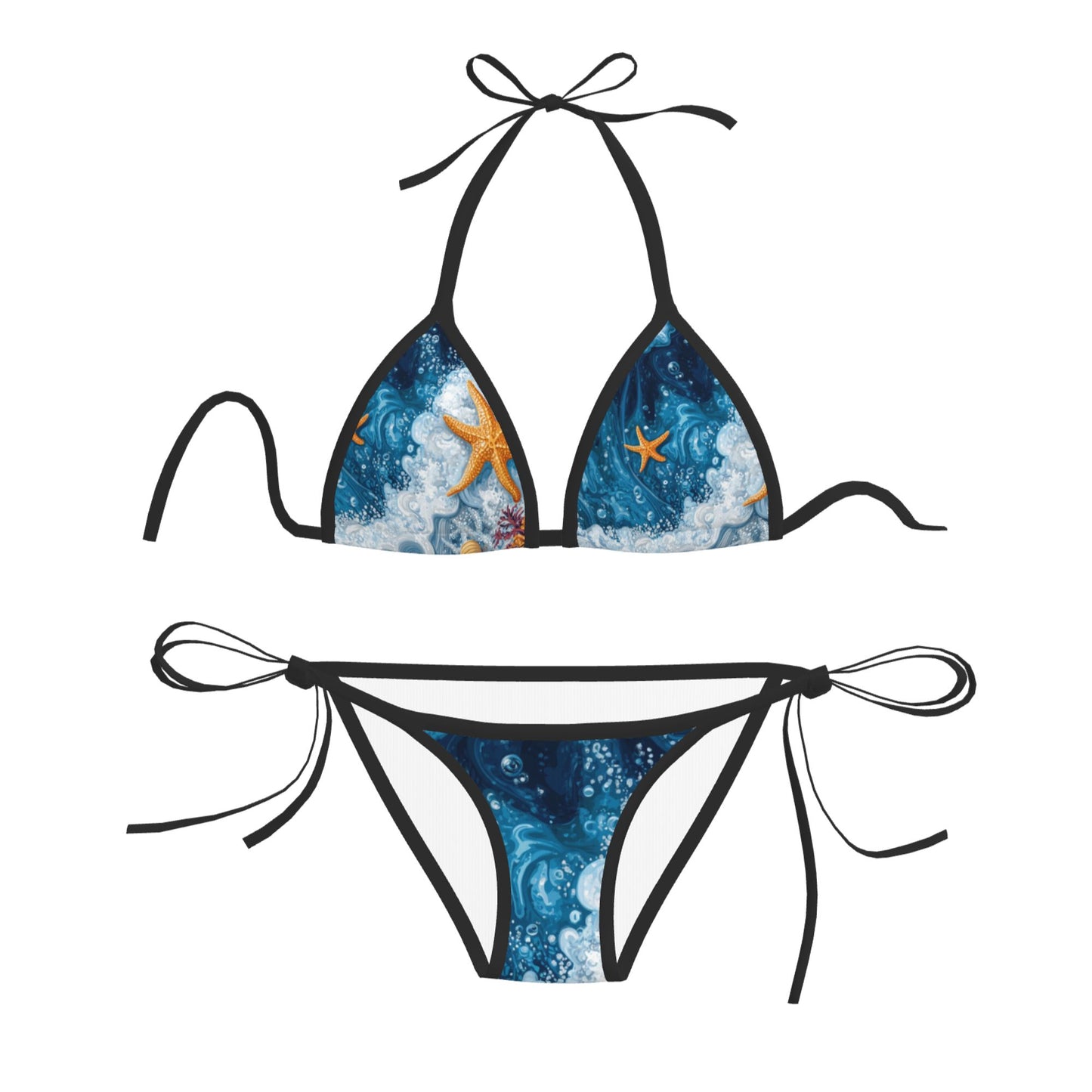 Ocean Starfish Print Triangle Bikini Swimsuit