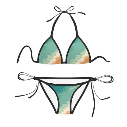 Wave Print Triangle Bikini Swimsuit