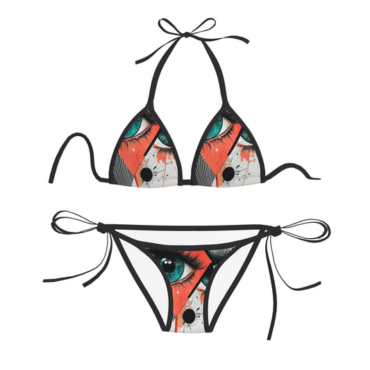 Eye Print Art Triangle Bikini Swimsuit