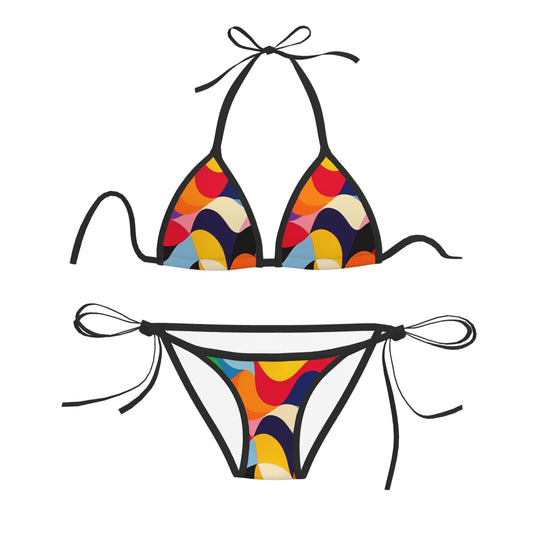 Colorful Geometric Print Triangle Bikini Swimsuit