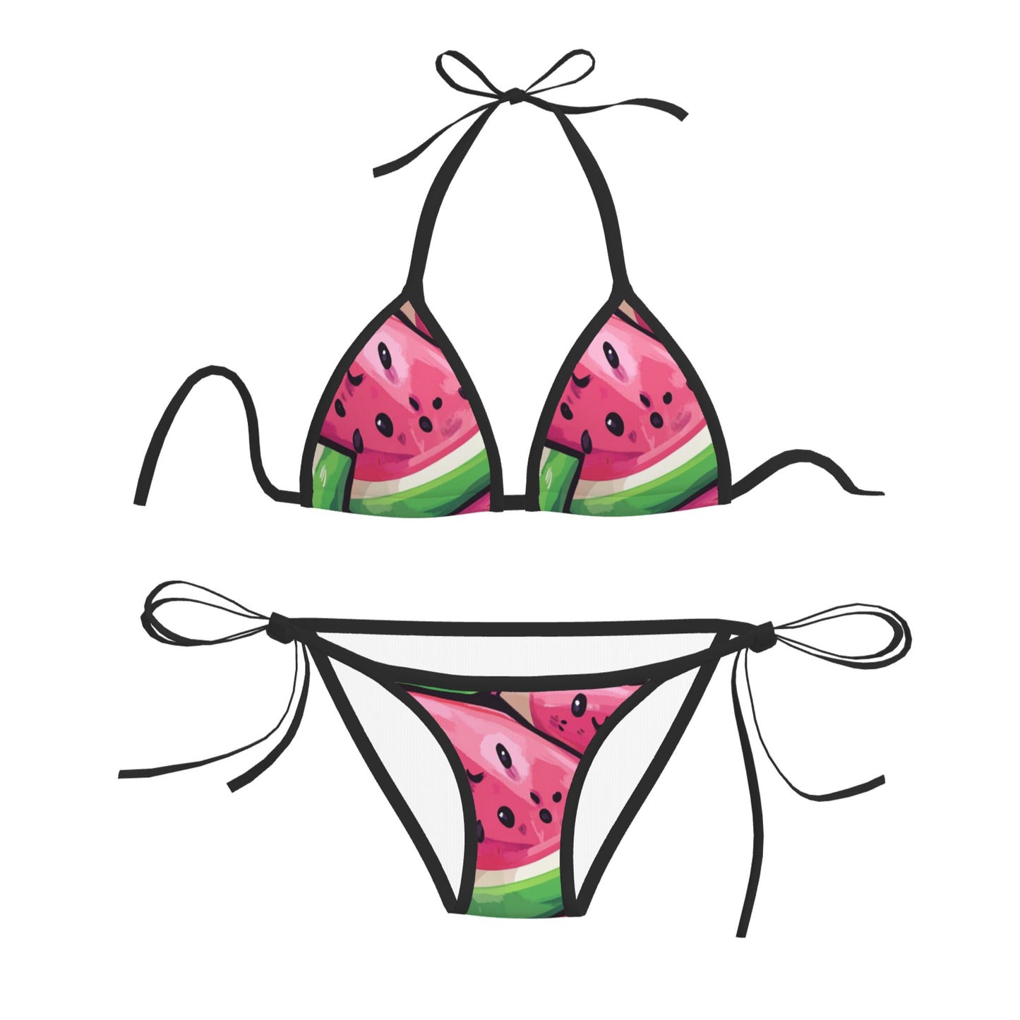 Watermelon Print Triangle Bikini Swimsuit