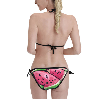 Watermelon Print Triangle Bikini Swimsuit