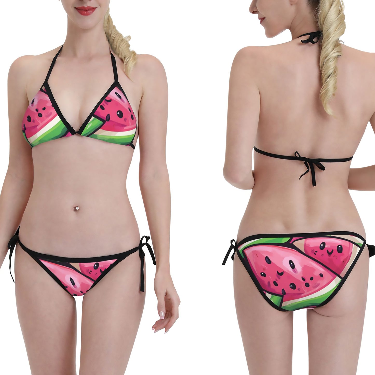 Watermelon Print Triangle Bikini Swimsuit