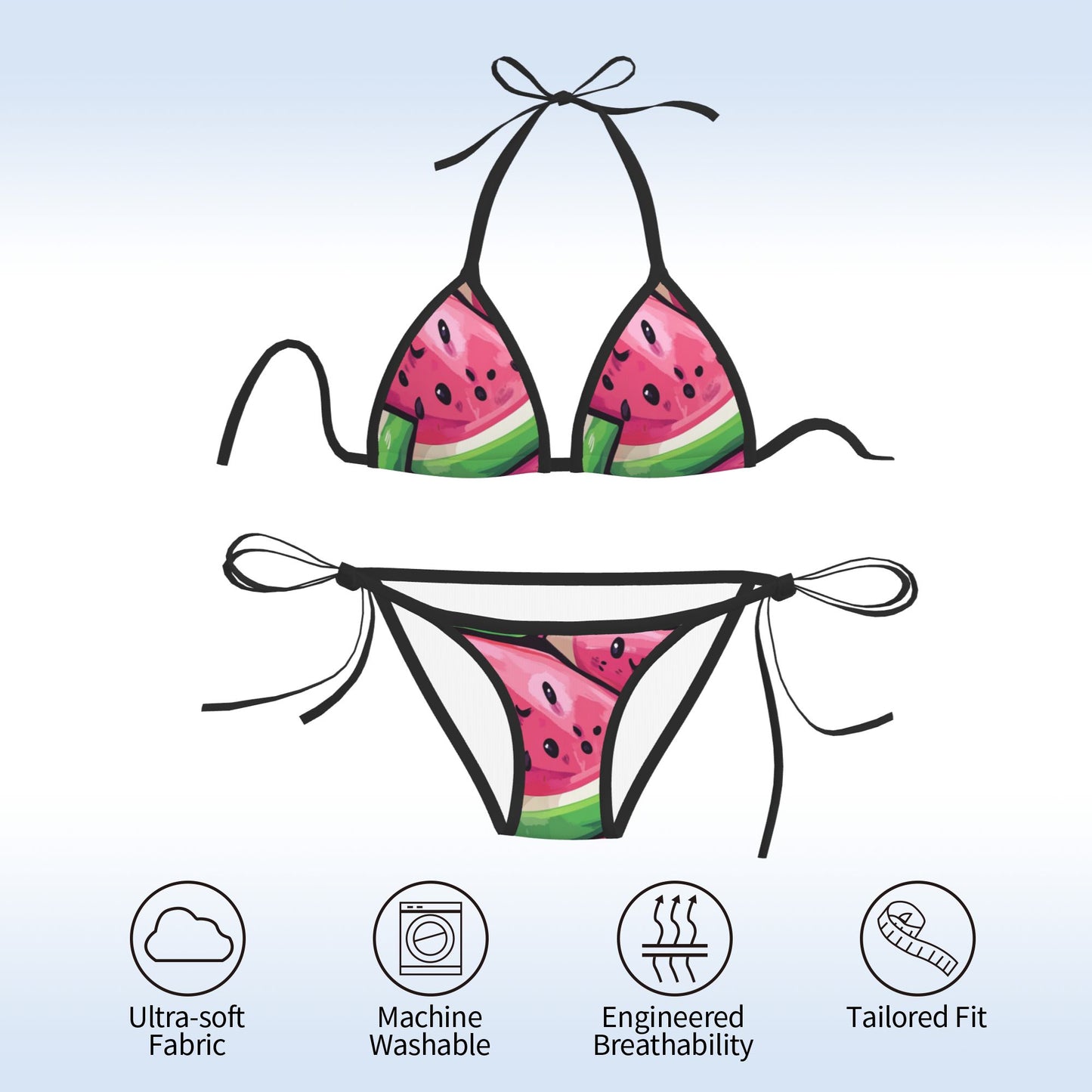 Watermelon Print Triangle Bikini Swimsuit