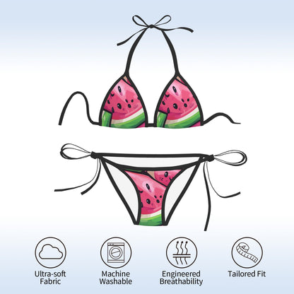 Watermelon Print Triangle Bikini Swimsuit